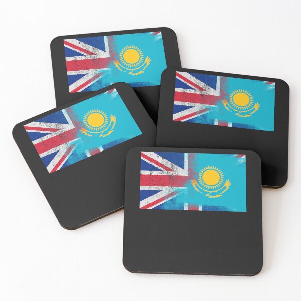 Item preview, British Kazakhstani Half Kazakhstan Half UK Flag  designed and sold by DANIELLYNCH.