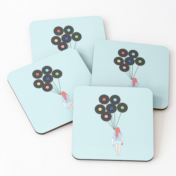 Item preview, Girl With Vinyl Records Balloons For Retro Music Art Lover And Vintage Musicians designed and sold by Funwithmusic.