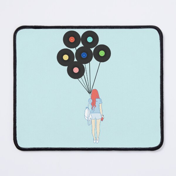 Item preview, Girl With Vinyl Records Balloons For Retro Music Art Lover And Vintage Musicians designed and sold by Funwithmusic.
