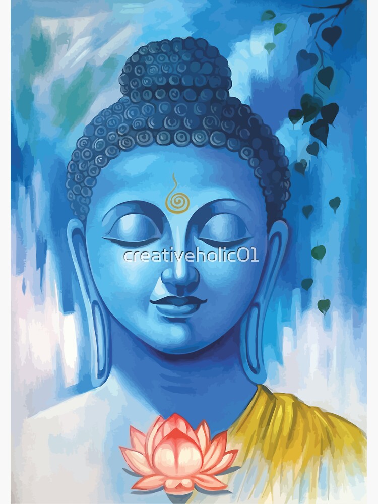 "Gautama Buddha Fine Art Print Religious Poster " Sticker for Sale by creativeholic01 Redbubble