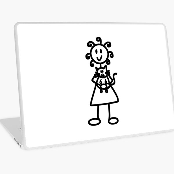 The Girl with the Curly Hair Holding Cat - White Laptop Skin