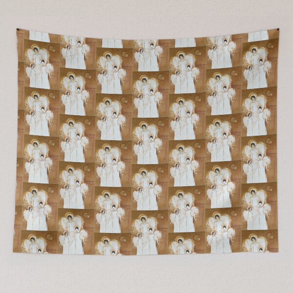 Item preview, Guardian Angel with Children Three Angels Beige White Brown Christmas designed and sold by tanabe.