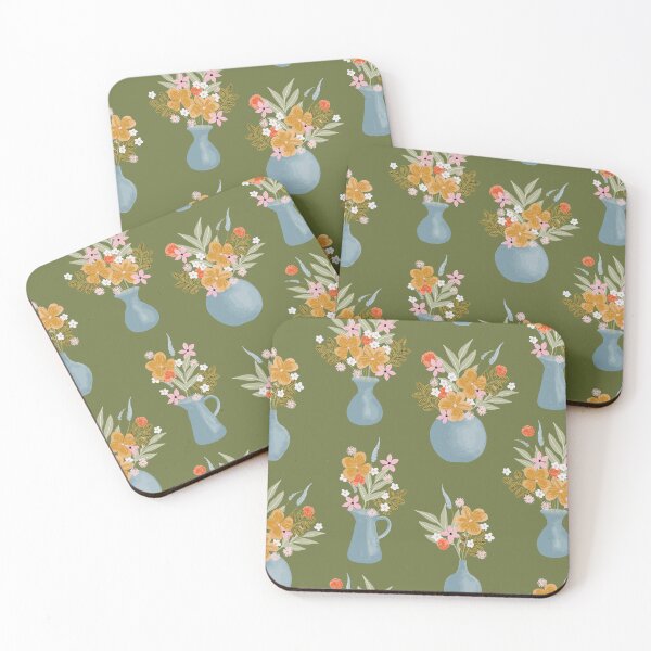 Item preview, Green Watercolour Floral Vases designed and sold by gabrielleneil.