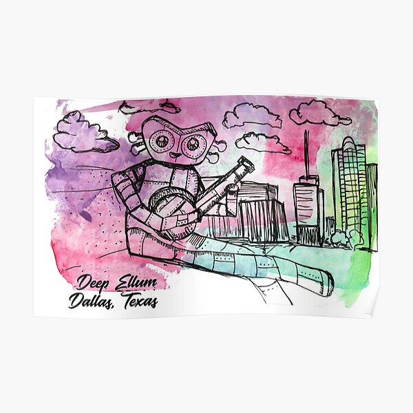 Watercolor Robot Poster