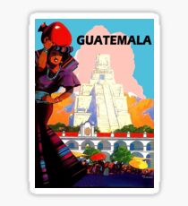Guatemala, city, traditional woman,travel poster Sticker