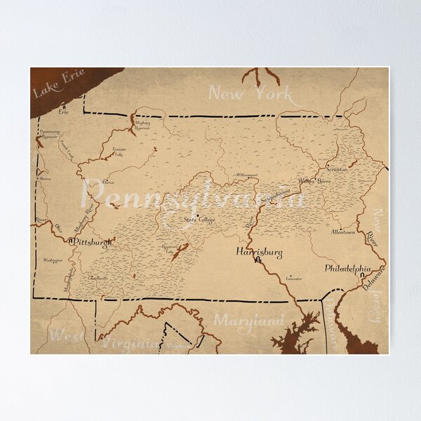 Pennsylvania Fantasy Map Poster