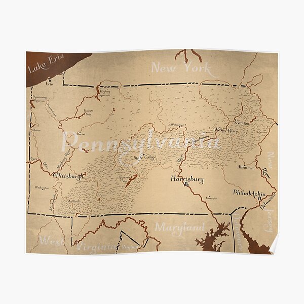 Pennsylvania Fantasy Map Poster