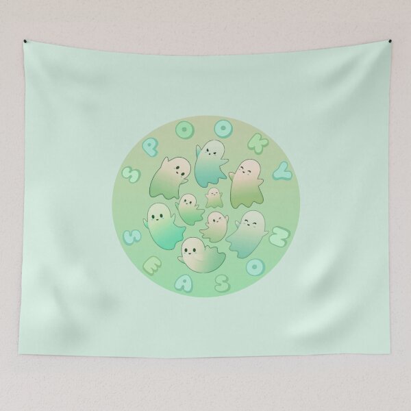 Item preview, SPOOKY SEASON Kawaii Ghosts Green designed and sold by everything4eva.