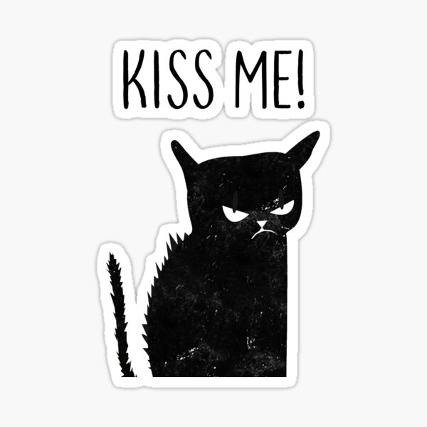 Black Cat Kiss Me Funny Cat Halloween Sticker For Sale By Dnw Art Redbubble