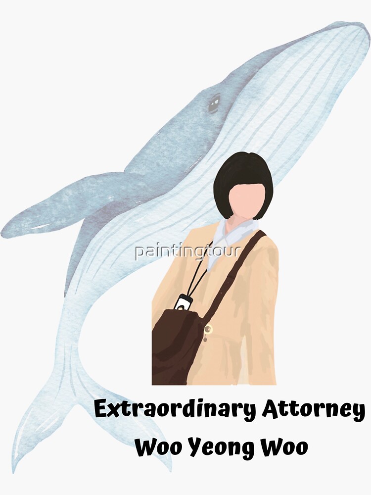"extraordinary attorney woo whale background" Sticker for Sale by