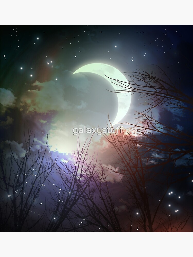 Moon And Stars Greeting Card By Galaxystuff Redbubble