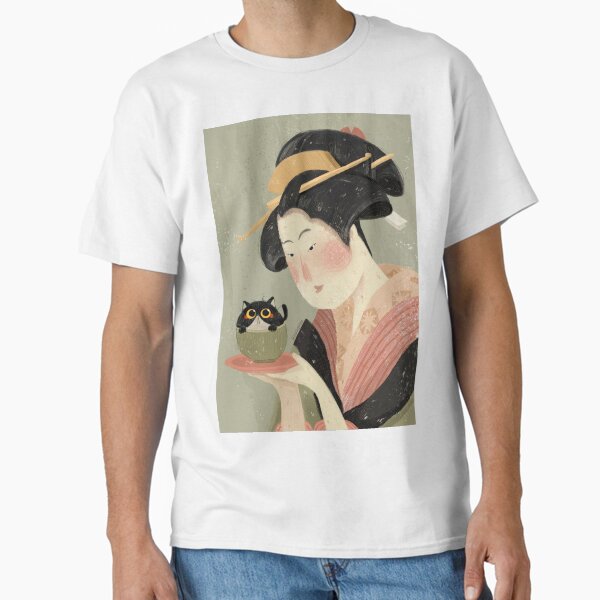 Japanese Classic Painting Woman with cat Kabuki UkiyoE Classic T-Shirt