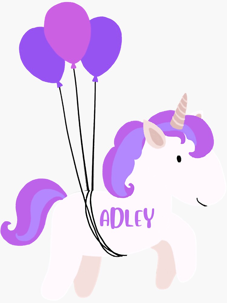 "A for Adley Balloons & Unicorn A is for Adley " Sticker for Sale by Merchwithacause Redbubble