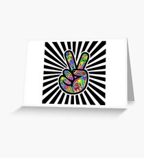 Funky Peace Sign Starburst Greeting Card