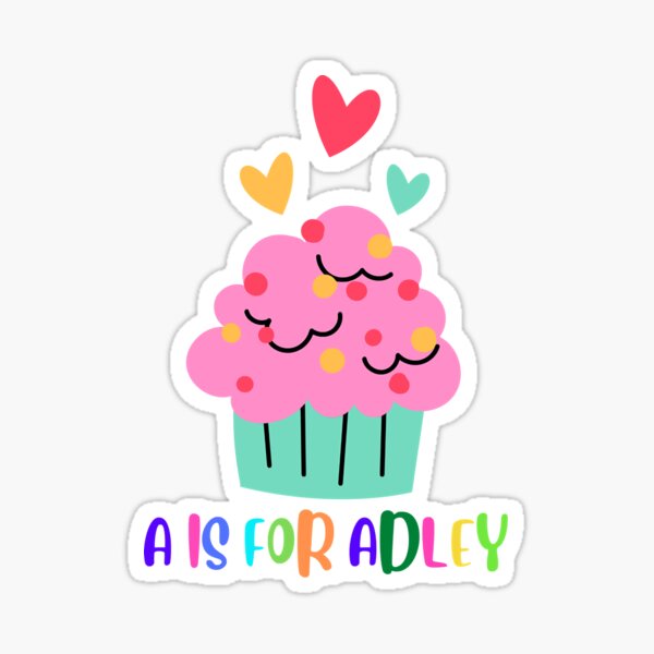 "A is for Adley Merch Store Cupcake Birthday Party " Sticker for Sale