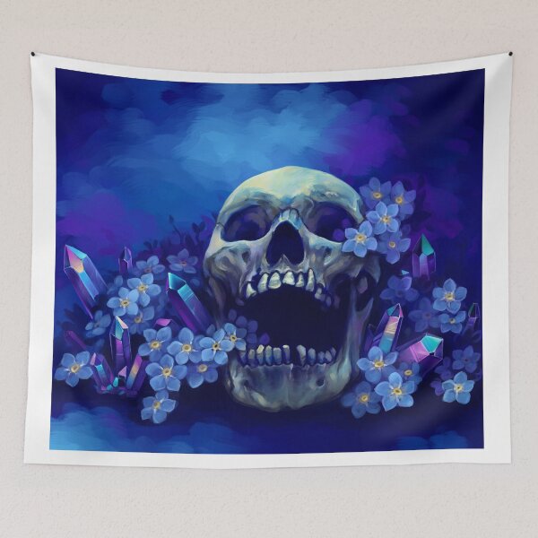 Item preview, Skull and Forget-me-nots designed and sold by FaerytaleWings.