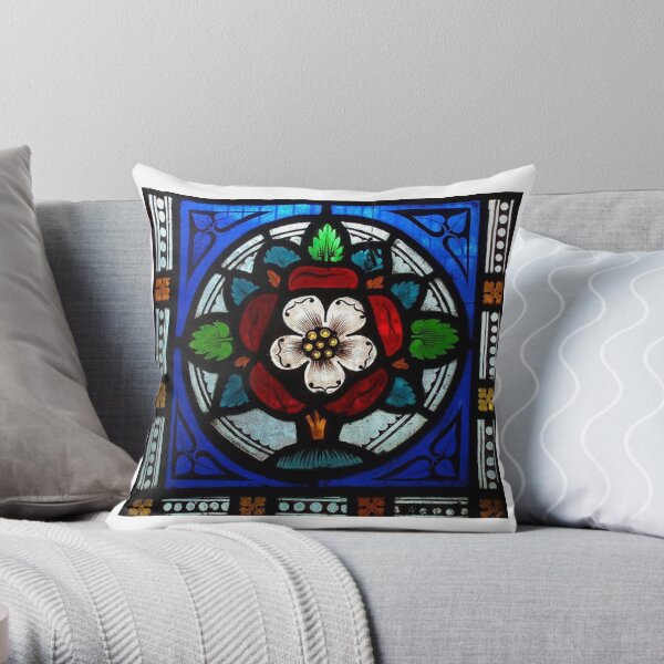 Tudor Rose Window Throw Pillow