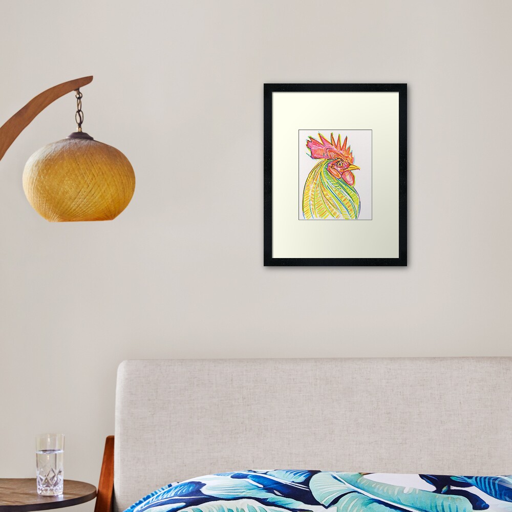Rooster Drawing - 2017 Framed Art Print