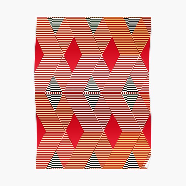 Mid-Century Modern Diamond Print, Coral Orange Poster