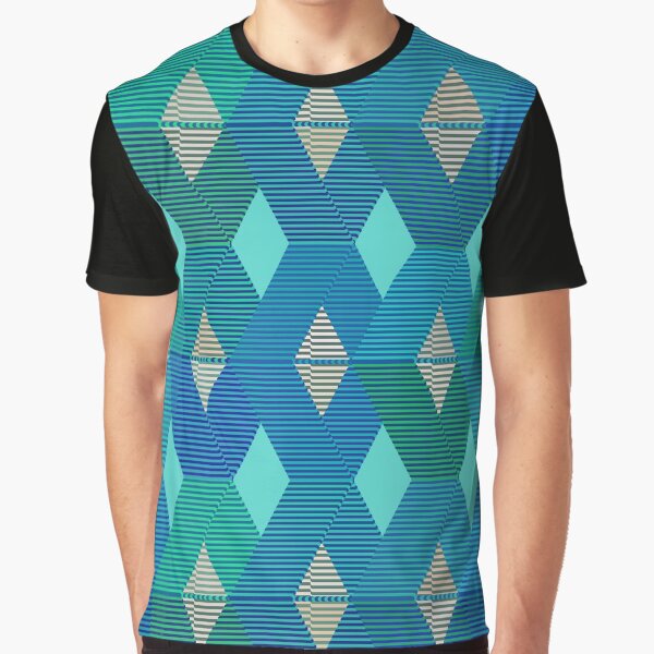 Mid-Century Modern Diamond Print, Turquoise Graphic T-Shirt