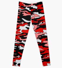 Rote & schwarze Tarnung Leggings