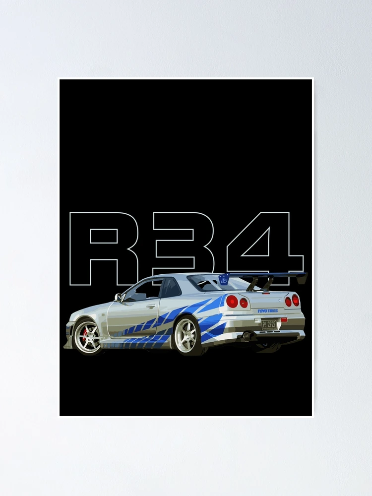 Nissan Skyline R34 GT-R Fast And Furious Art Print for Sale by  BeachHouseArt