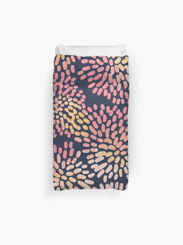 Navy And Pink Watercolor Firework Flowers Duvet Cover By