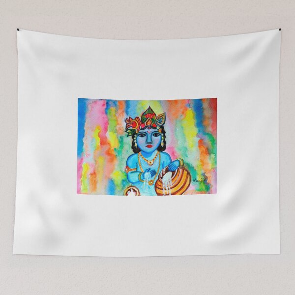 Item preview, Natkhat Bal Krishna colorful watercolor designed and sold by artbymanjiri.