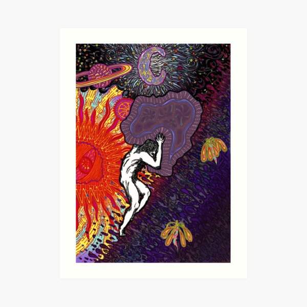 PSYCHEDELIC TRIPPY HORROR VACUI MYTH OF SISYPHUS - full colour Art Print