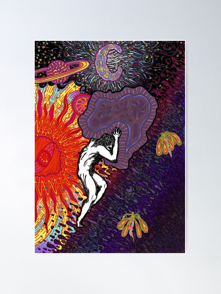 Alternate view of PSYCHEDELIC TRIPPY HORROR VACUI MYTH OF SISYPHUS - full colour Poster