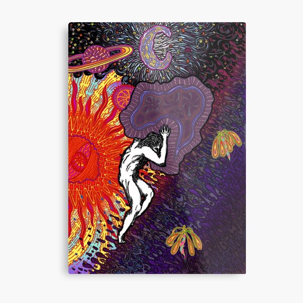 PSYCHEDELIC TRIPPY HORROR VACUI MYTH OF SISYPHUS - full colour Metal Print