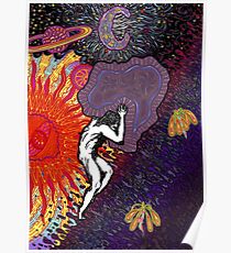 PSYCHEDELIC TRIPPY HORROR VACUI MYTH OF SISYPHUS - full colour Poster