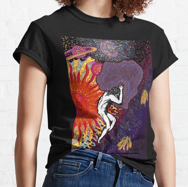 PSYCHEDELIC TRIPPY HORROR VACUI MYTH OF SISYPHUS - full colour Classic T-Shirt