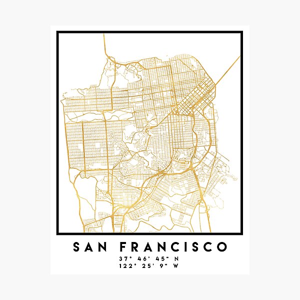 Item preview, SAN FRANCISCO CALIFORNIA CITY STREET MAP ART designed and sold by deificusArt.