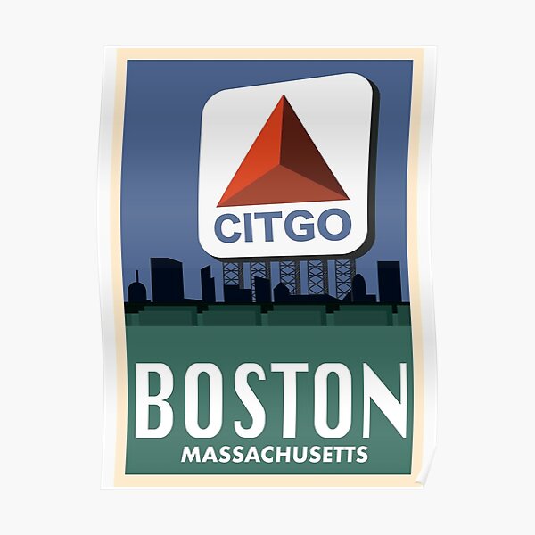 Marathon in Boston Citgo Watercolor of Historic Old Boston. 