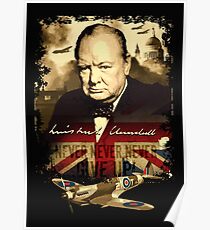 "Never, Never, Never, Give Up" Winston Churchill. Poster
