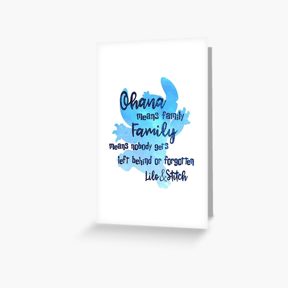 Carte de vœux for Sale avec l'œuvre « Ohana signifie famille Stitch » de  l'artiste Atouchofsparkle