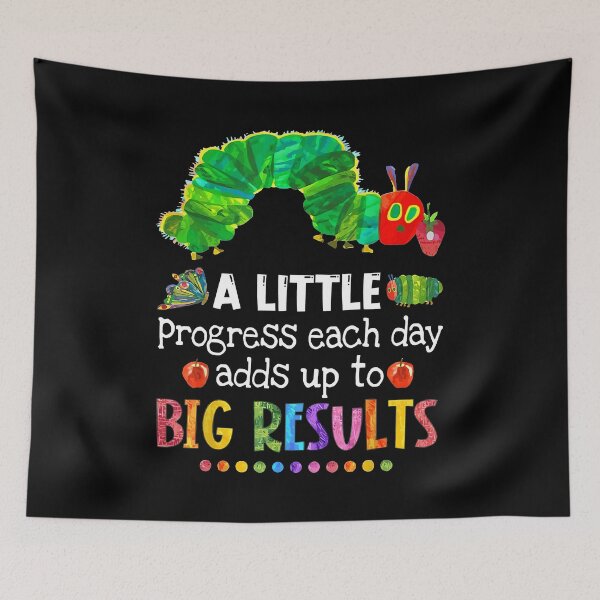 Item preview, A Little Progress Each Day Adds Up To Big Result funny colorful quote cute designed and sold by beckadamr.