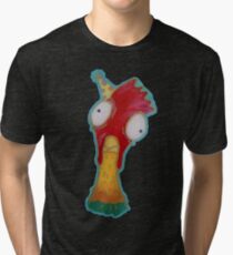 Goofball Chicken Wearing Party Hat, Portrait of a Bantam Tri-blend T-Shirt