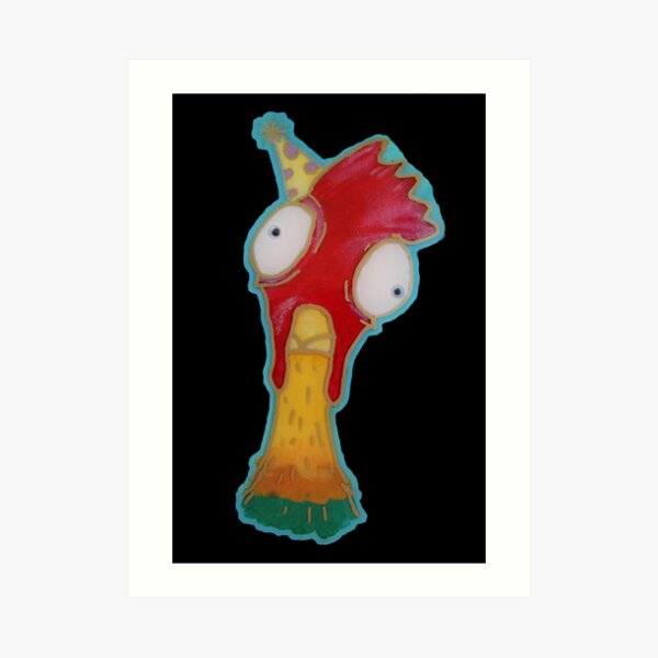 Goofball Chicken Wearing Party Hat, Portrait of a Bantam Art Print