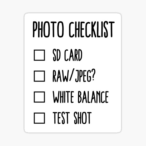 Photographer's Checklist Sticker