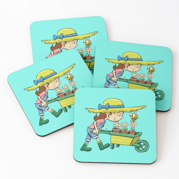 Item preview, gardener with a wheelbarrow and pots of flowers designed and sold by duxpavlic.