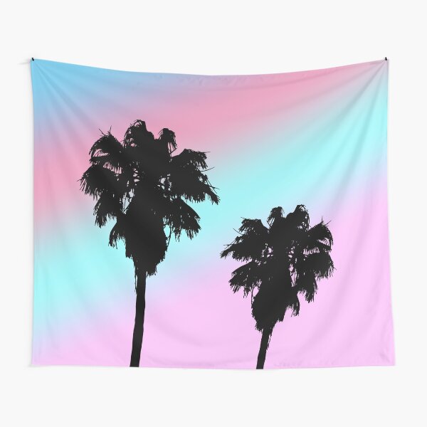 Pastel Sunset Palm Trees Tapestry