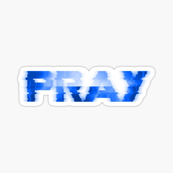 Pray glitch blue transparent Sticker