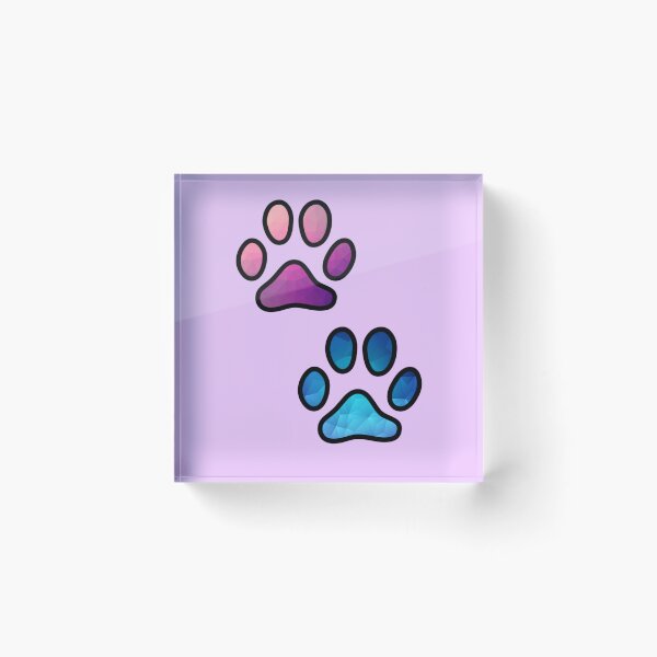 Item preview, Faceted pink and blue paw prints designed and sold by Camilla Wynter.