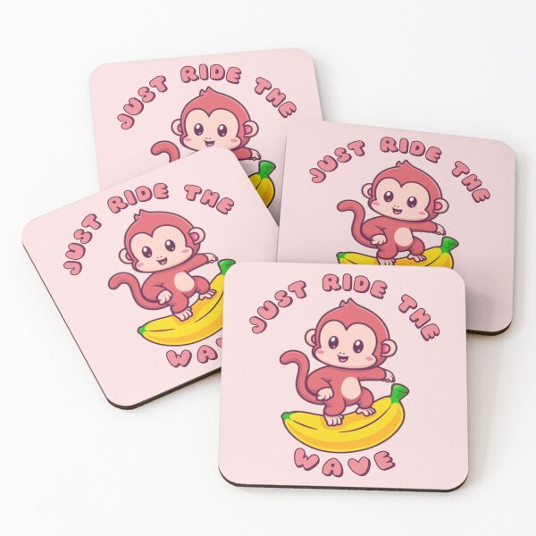 Item preview, Just Ride The Wave Pink Monkey Banana designed and sold by everything4eva.