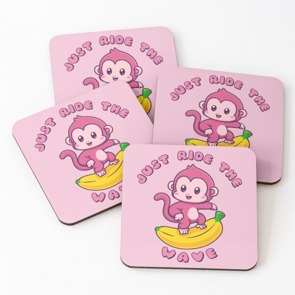 Item preview, Just Ride The Wave Pink Monkey Banana designed and sold by everything4eva.