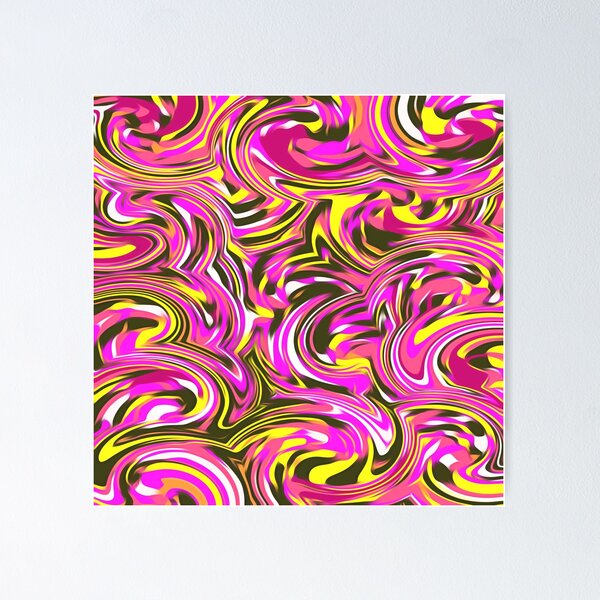 Item preview, spiral line drawing abstract pattern in pink yellow black designed and sold by Mrvell.