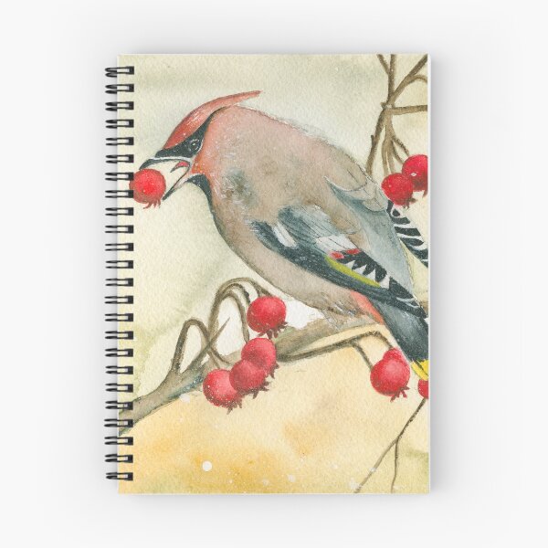 Item preview, Bohemian Waxwing Watercolor painting designed and sold by KatasArt.