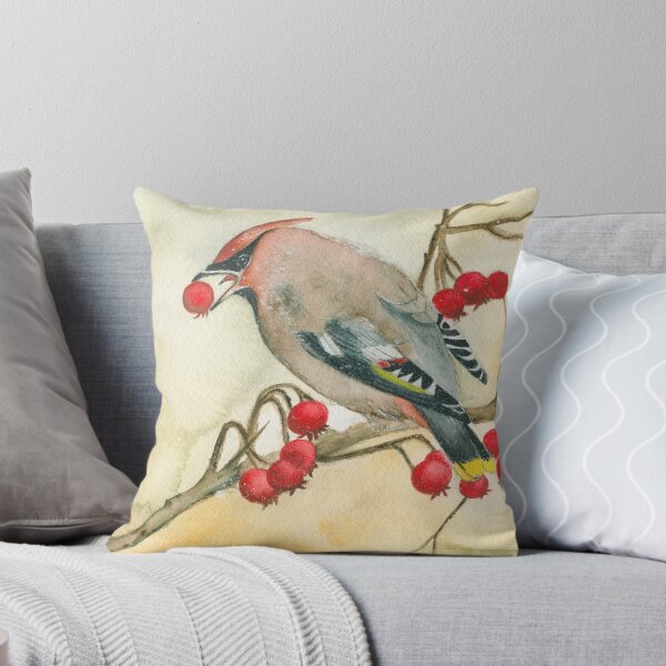 Item preview, Bohemian Waxwing Watercolor painting designed and sold by KatasArt.